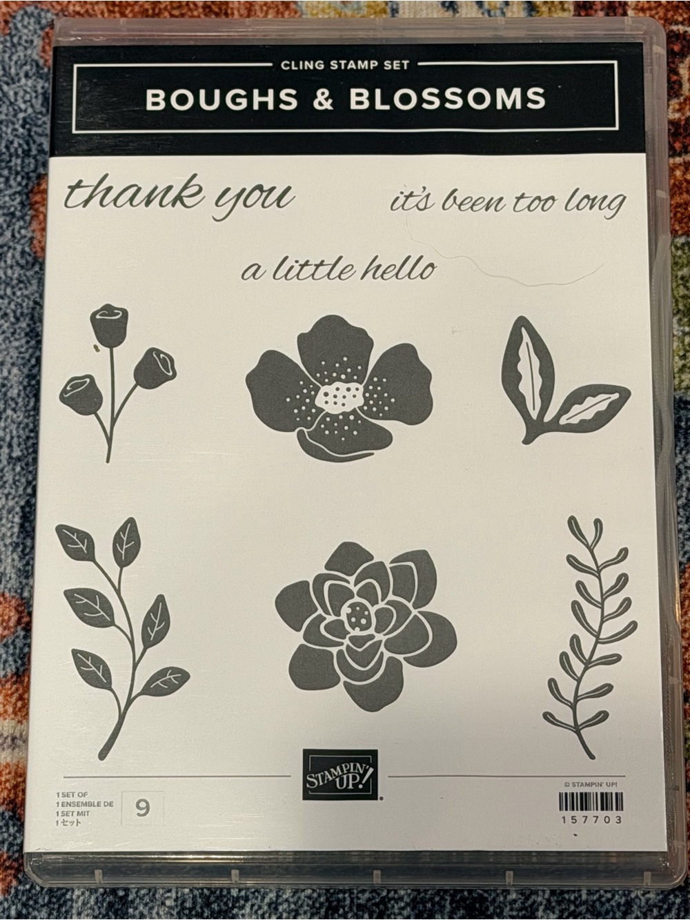 Stampin' Up! Boughs & Blossoms Floral Cling Stamp Set - Black